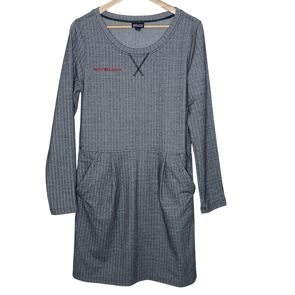 Patagonia New Belgium‎ Herringbone Dress Long Sleeve Pockets Womens
